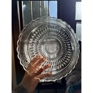 Vintage Federal Glass Footed Cake Stand - Large Serving Platter